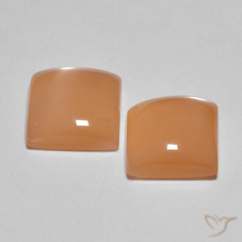 Gemas de Piedra de Luna Naranja cantaloupe natural de 3.15 ct, Cuadrado, Translúcido