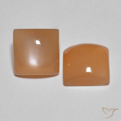 Gemas de Piedra de Luna Naranja cantaloupe natural de 3.26 ct, Cuadrado, Translúcido