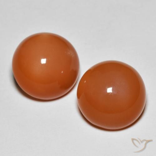 10.76ctw Natural Naranja rojizo Piedra de Luna, Redondo, Opaco