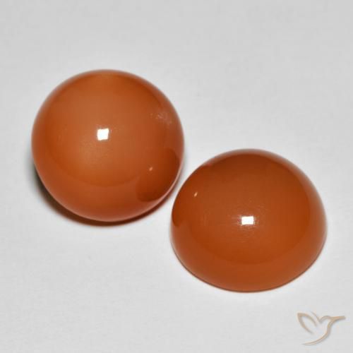 Gemas de Piedra de Luna Naranja rojizo natural de 10.76 ct, Redondo, Opaco