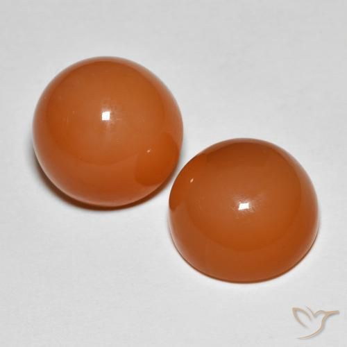 Gemas de Piedra de Luna Naranja oscuro natural de 12.55 ct, Redondo, Translúcido