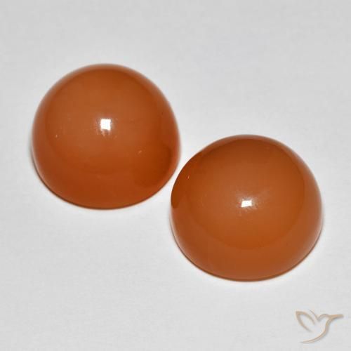 Gemas de Piedra de Luna Naranja oscuro natural de 12.55 ct, Redondo, Translúcido