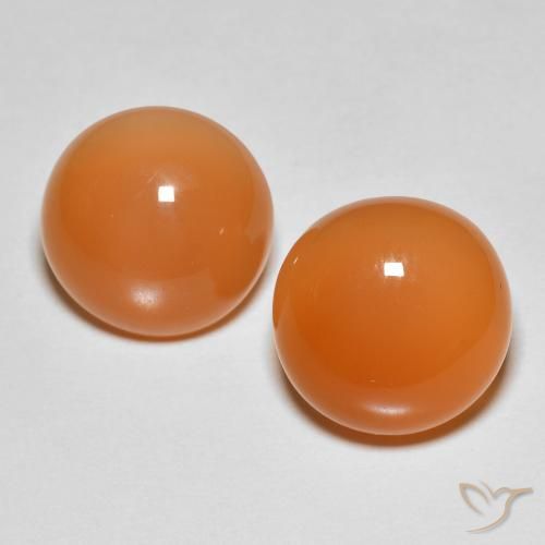 8.82ctw Natural Naranja melocotón vívido Piedra de Luna, Redondo, Translúcido