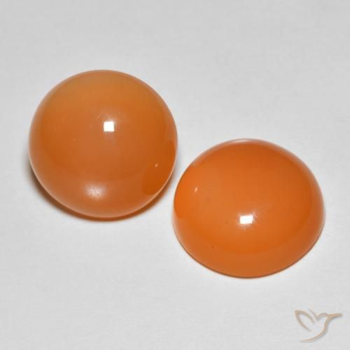 Gemas de Piedra de Luna Naranja melocotón vívido natural de 8.82 ct, Redondo, Translúcido