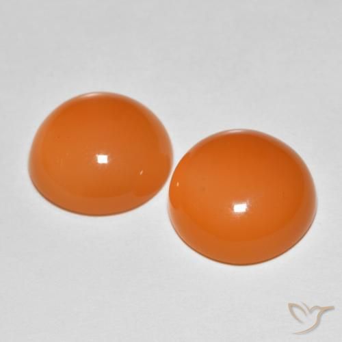 Gemas de Piedra de Luna Naranja melocotón vívido natural de 8.82 ct, Redondo, Translúcido