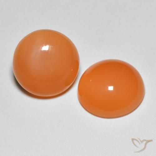 Gemas de Piedra de Luna Naranja medio natural de 8.46 ct, Redondo, Translúcido