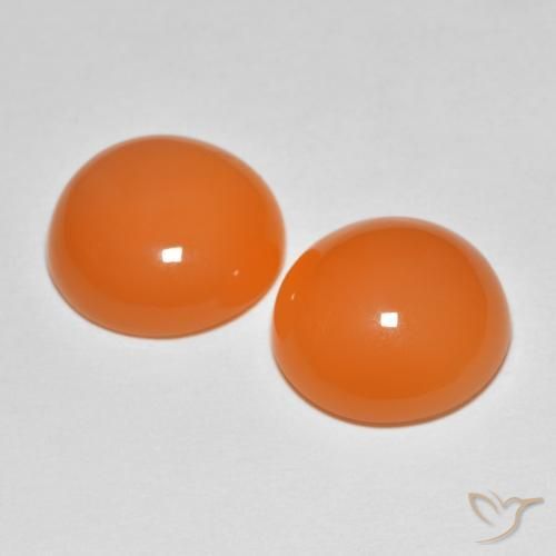 Gemas de Piedra de Luna Naranja medio natural de 8.46 ct, Redondo, Translúcido