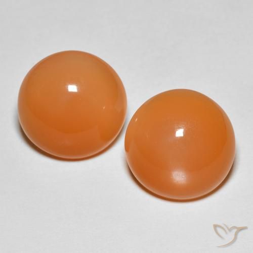 Gemas de Piedra de Luna Naranja melocotón vívido natural de 7.76 ct, Corte Redondo, Translúcido