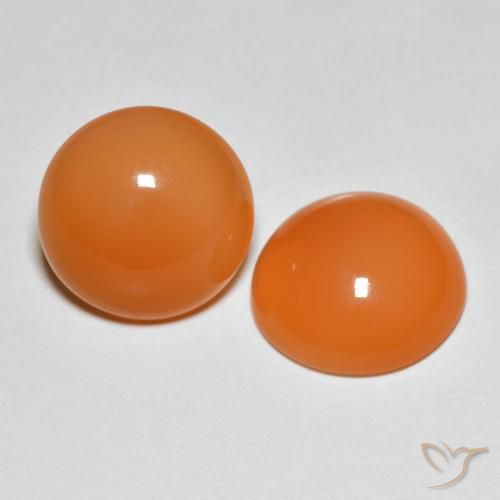 Gemas de Piedra de Luna Naranja melocotón vívido natural de 7.76 ct, Corte Redondo, Translúcido