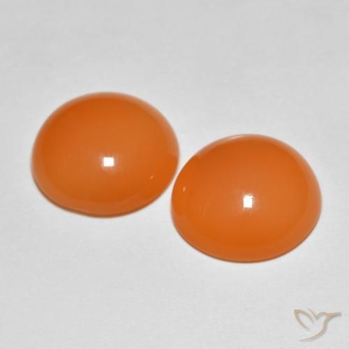 Gemas de Piedra de Luna Naranja melocotón vívido natural de 7.76 ct, Corte Redondo, Translúcido