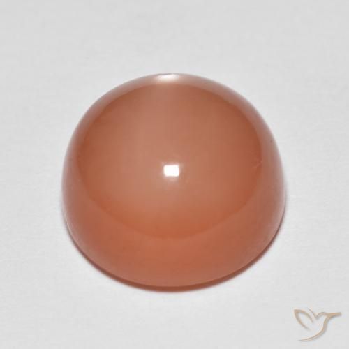 Piedra de Luna Naranja rojizo claro natural de 6.51 ct, Redondo, Translúcido