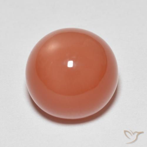 6.80ct Natural Naranja rojizo Piedra de Luna, Redondo, Translúcido