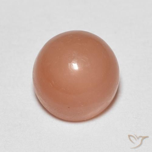 1.30ct Natural Naranja cantaloupe Piedra de Luna, Redondo, Translúcido