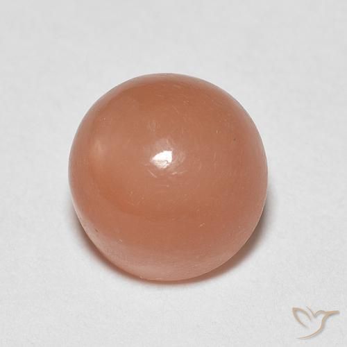 Piedra de Luna Naranja cantaloupe natural de 1.30 ct, Redondo, Translúcido