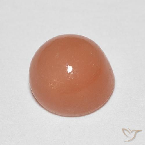 Piedra de Luna Naranja cantaloupe natural de 1.30 ct, Redondo, Translúcido