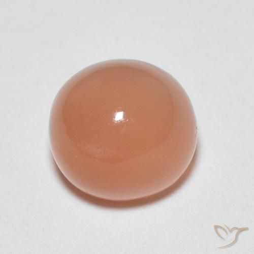 Piedra de Luna Naranja medio natural de 1.23 ct, Redondo, Translúcido