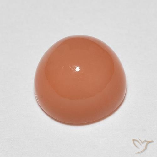 Piedra de Luna Naranja medio natural de 1.23 ct, Redondo, Translúcido