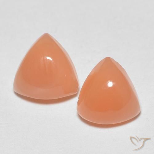 1.43ctw Natural Naranja claro Piedra de Luna, Trillón, Translúcido