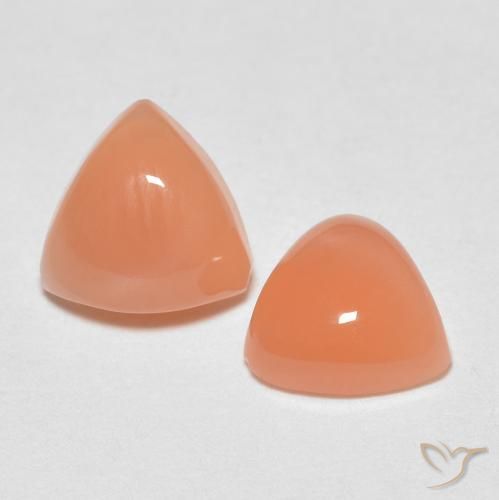 Gemas de Piedra de Luna Naranja claro natural de 1.43 ct, Trillón, Translúcido
