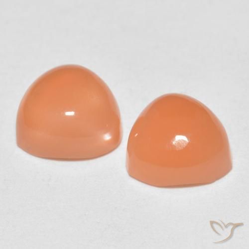 Gemas de Piedra de Luna Naranja claro natural de 1.77 ct, Trillón, Translúcido