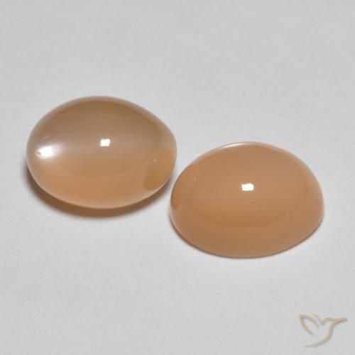 Gemas de Piedra de Luna Naranja durazno natural de 3.18 ct, Ovalada, Translúcido