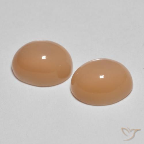 Gemas de Piedra de Luna Naranja durazno natural de 3.18 ct, Ovalada, Translúcido