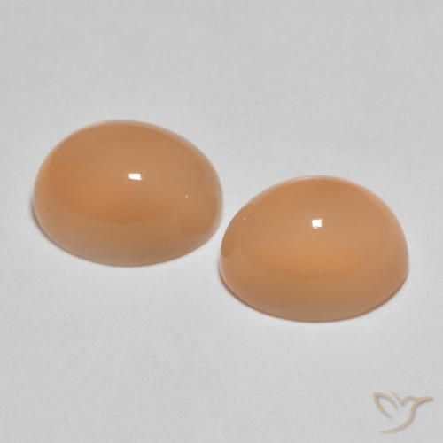 Gemas de Piedra de Luna Naranja cantaloupe natural de 3.32 ct, Ovalada, Translúcido