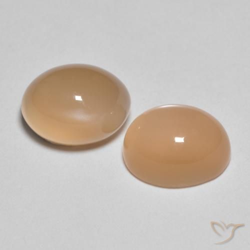 Gemas de Piedra de Luna Naranja cantaloupe natural de 3.44 ct, Ovalada, Translúcido