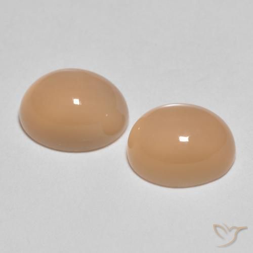 Gemas de Piedra de Luna Naranja cantaloupe natural de 3.44 ct, Ovalada, Translúcido