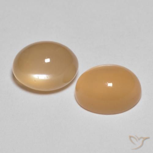 Gemas de Piedra de Luna Naranja durazno natural de 3.07 ct, Ovalada, Translúcido