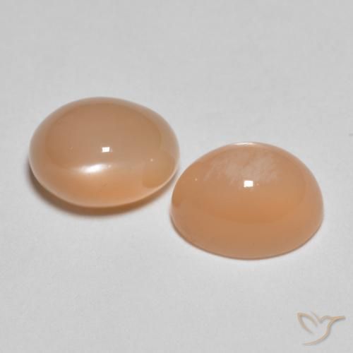 Gemas de Piedra de Luna Naranja cantaloupe natural de 3.26 ct, Ovalada, Translúcido