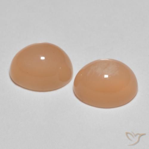 Gemas de Piedra de Luna Naranja cantaloupe natural de 3.26 ct, Ovalada, Translúcido