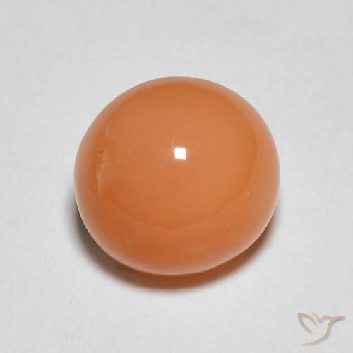1.40ct Natural Naranja claro Piedra de Luna, Redondo, Translúcido