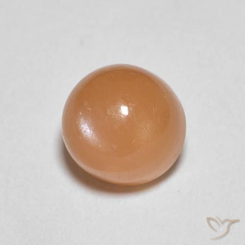 Piedra de Luna Naranja melocotón vívido natural de 1.22 ct, Redondo, Translúcido