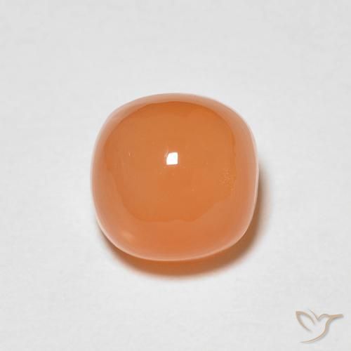 1.37ct Natural Naranja melocotón vívido Piedra de Luna, Forma Cojín, Translúcido