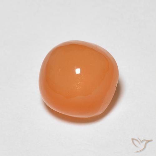 Piedra de Luna Naranja melocotón vívido natural de 1.37 ct, Forma Cojín, Translúcido
