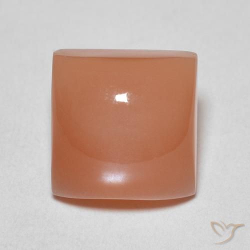 2.17ct Natural Naranja durazno Piedra de Luna, Cuadrado, Translúcido