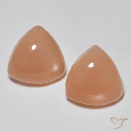 3.17ctw Natural Naranja cantaloupe Piedra de Luna, Trillón, Translúcido
