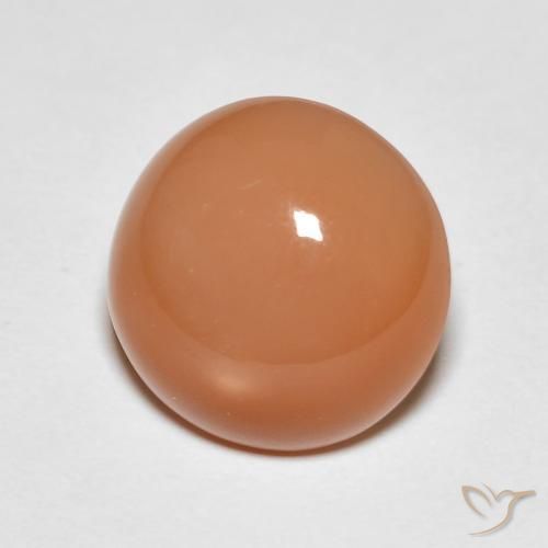 Piedra de Luna Naranja medio natural de 3.87 ct, Redondo, Translúcido
