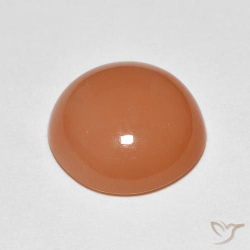 Piedra de Luna Naranja medio natural de 3.87 ct, Redondo, Translúcido