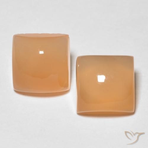 3.93ctw Natural Naranja durazno Piedra de Luna, Cuadrado, Translúcido