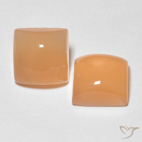Gemas de Piedra de Luna Naranja durazno natural de 3.93 ct, Cuadrado, Translúcido