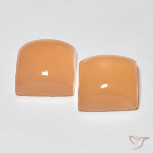 Gemas de Piedra de Luna Naranja durazno natural de 3.93 ct, Cuadrado, Translúcido