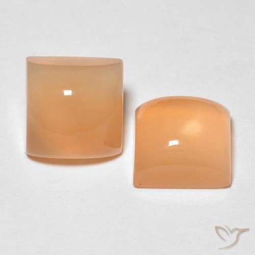 Gemas de Piedra de Luna Naranja durazno natural de 3.84 ct, Cuadrado, Translúcido