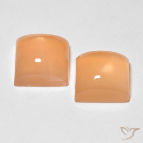 Gemas de Piedra de Luna Naranja durazno natural de 3.84 ct, Cuadrado, Translúcido