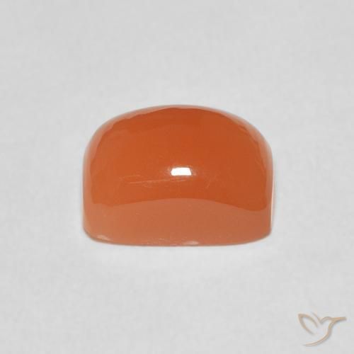 Piedra de Luna Naranja rojizo natural de 2.80 ct, Forma Cojín, Translúcido