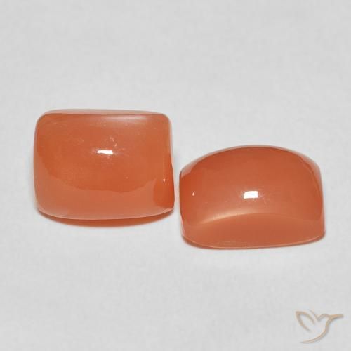 Gemas de Piedra de Luna Naranja fuego natural de 5.54 ct, Forma Cojín, Translúcido