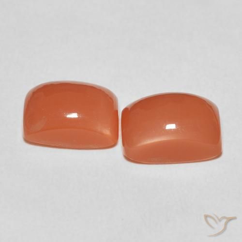 Gemas de Piedra de Luna Naranja fuego natural de 5.54 ct, Forma Cojín, Translúcido