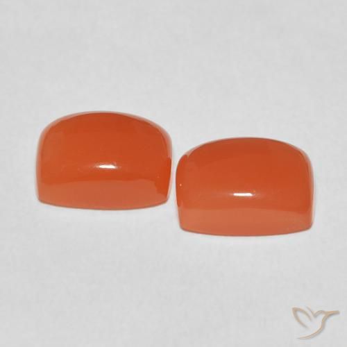 Gemas de Piedra de Luna Naranja intenso natural de 4.82 ct, Forma Cojín, Translúcido