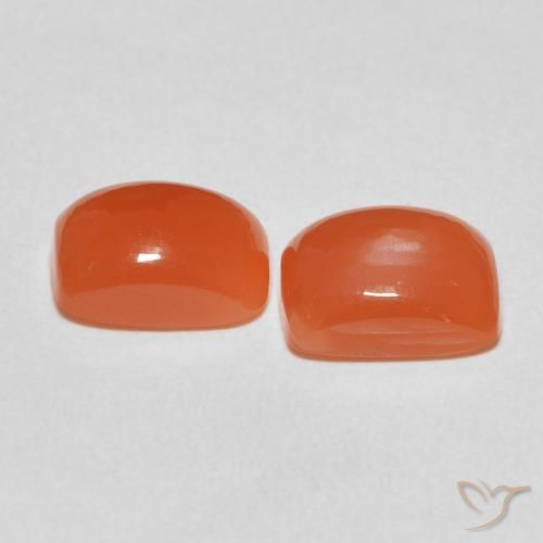 Gemas de Piedra de Luna Naranja fuego natural de 4.87 ct, Forma Cojín, Translúcido